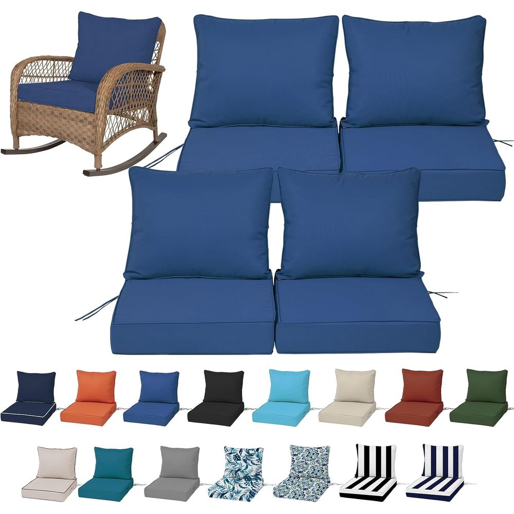 Outdoor Furniture Replacement Fabric - ชุดเบาะรองนั่งกลางแจ้งขนาด 24x24 นิ้ว จำนวน 4 ชิ้น,