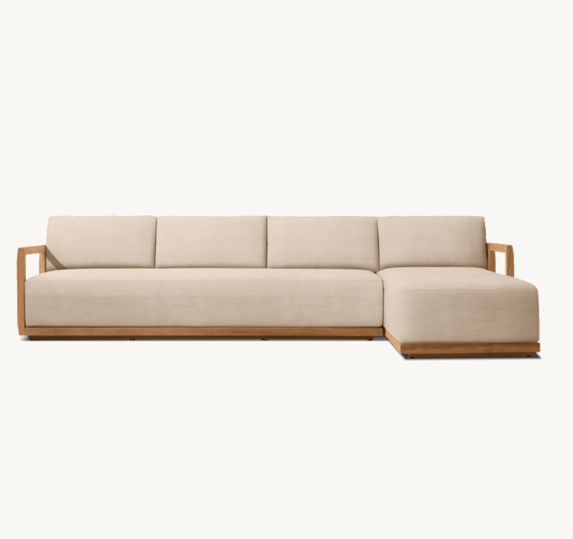 Outdoor Furniture Teak - เฟอร์นิเจอร์กลางแจ้งดีไซน์ใหม่ปี 2026 โซฟาไม้สักหวายสำหรับสวน เฟอร์นิเจอร์แบบแยกส่วนพร้อมเก้าอี้พักผ่อนแบบมีที่วางแขนด้านซ้าย