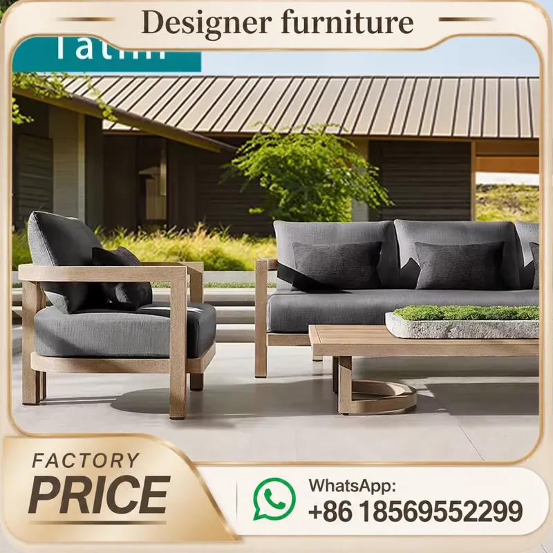 Outdoor Furniture Teak - ชุดโซฟาไม้สักกันน้ำสำหรับใช้งานกลางแจ้ง เฟอร์นิเจอร์สวนสำหรับวิลล่า รีสอร์ท ระเบียงพักผ่อน ตกแต่งโรงแรมระดับไฮเอนด์