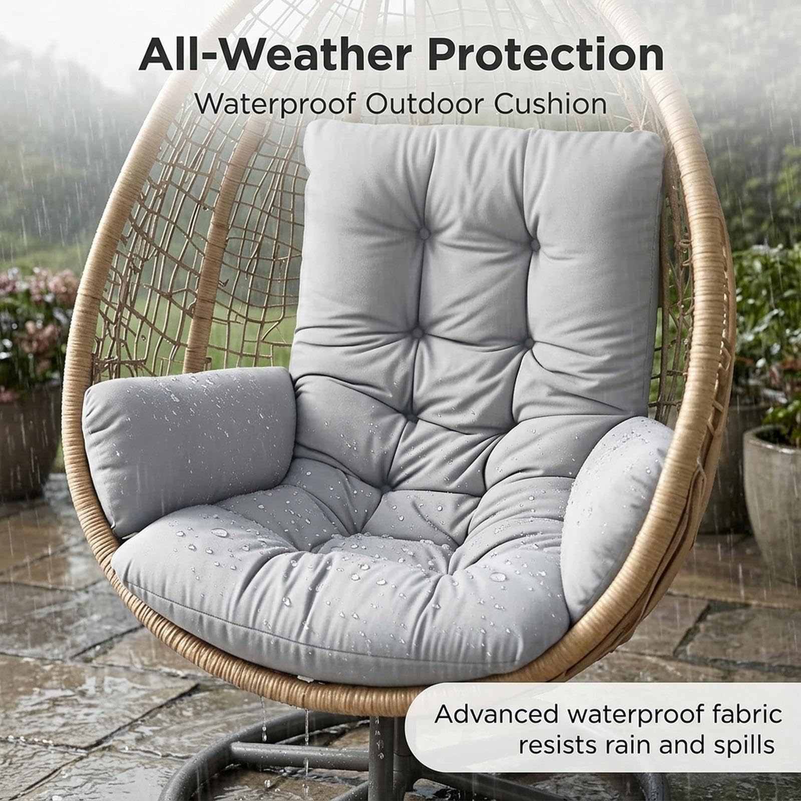 Outdoor Furniture Replacement Fabric - เบาะรองนั่งเก้าอี้ไข่แบบเปลี่ยนได้ ขนาด 60x120 ซม. หนานุ่ม พร้อมผ้ากันเปื้อน