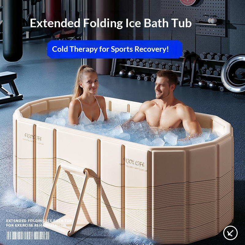 Inflatable Hot Tub - อ่างอาบน้ำพับได้แบบพกพาสำหรับผู้ใหญ่ อ่างแช่น้ำร้อนและน้ำเย็น อ่างน้ำแข็งกลางแจ้ง ไม่ต้องติดตั้ง สระว่ายน้ำสำหรับครอบครัว