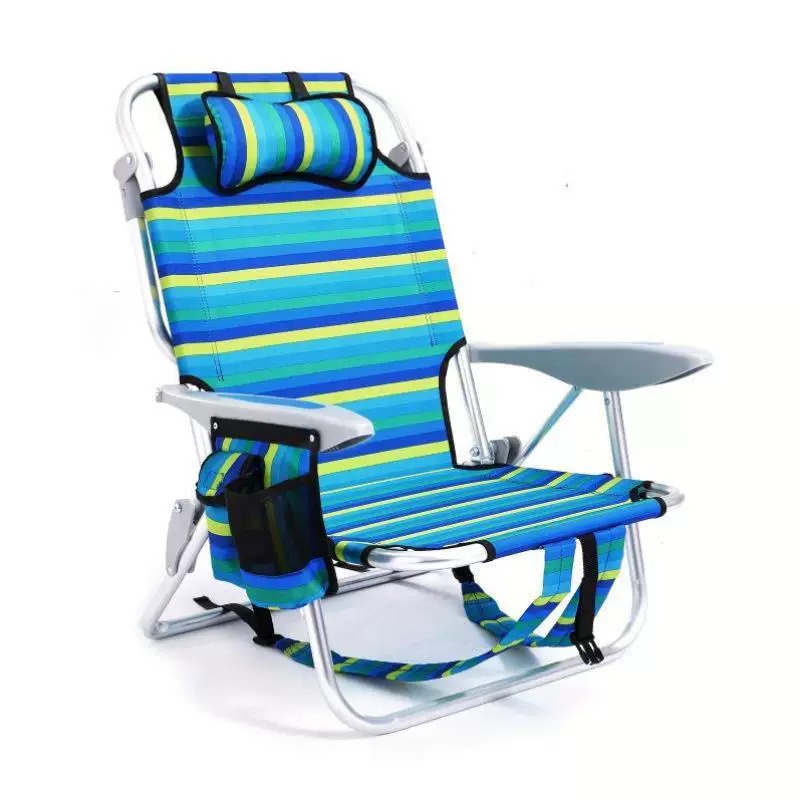 Outdoor Furniture Factory - เก้าอี้ชายหาดปรับได้ 5 ระดับ ทนทานจากโรงงานโดยตรง พร้อมที่วางแขนไม้ พับเก็บได้