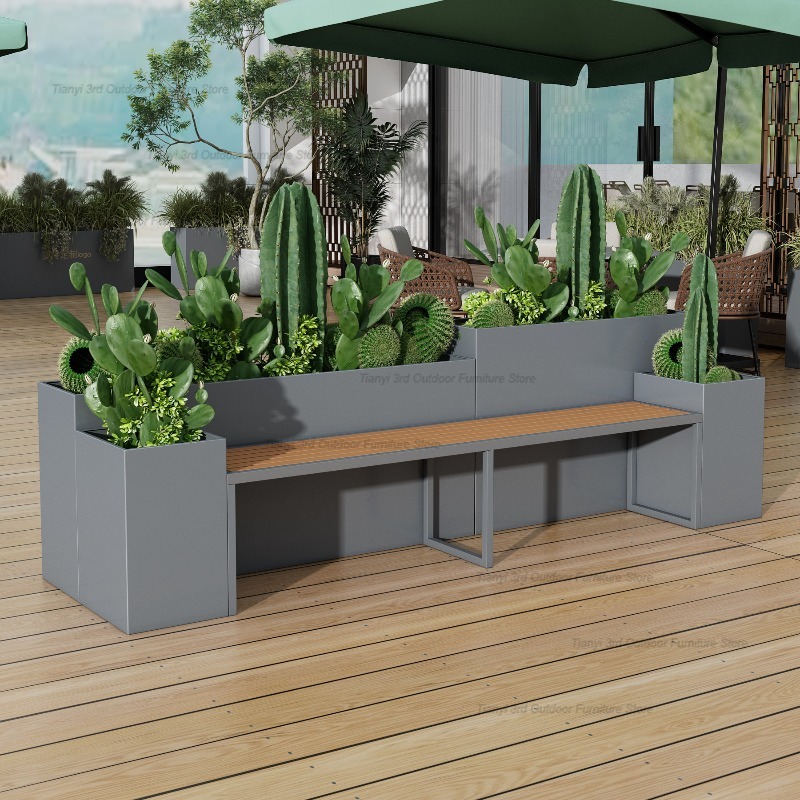 Garden Bench Metal - ม้านั่งปลูกต้นไม้สแตนเลสสไตล์นอร์ดิก กระถางปลูกต้นไม้กลางแจ้ง ที่นั่งกลางแจ้ง ชั้นวางต้นไม้เหล็ก งานศิลปะเหล็ก เฟอร์นิเจอร์กลางแจ้ง