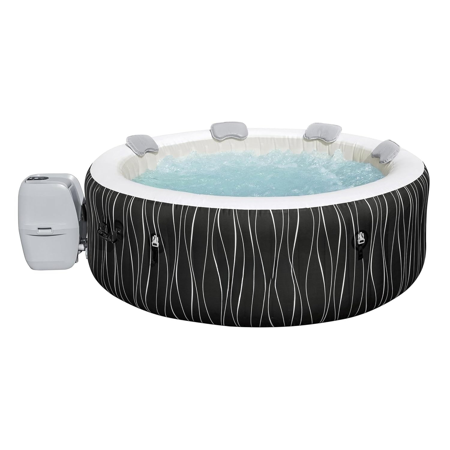 Inflatable Hot Tub - อ่างน้ำร้อนเป่าลมทรงกลมสำหรับ 4-6 คน, สปาพกพาสำหรับกลางแจ้งประหยัดพลังงานพร้อมหัวฉีดลม 140 หัว,