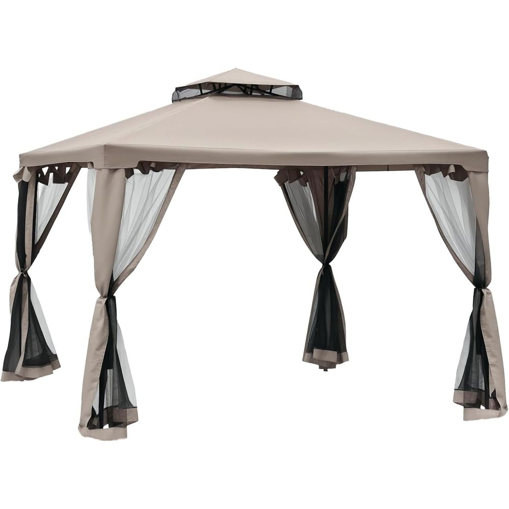 Outdoor Furniture Patio - ศาลาพักผ่อนกลางแจ้งขนาด 9.6' x 9.6' พร้อมหลังคา 2