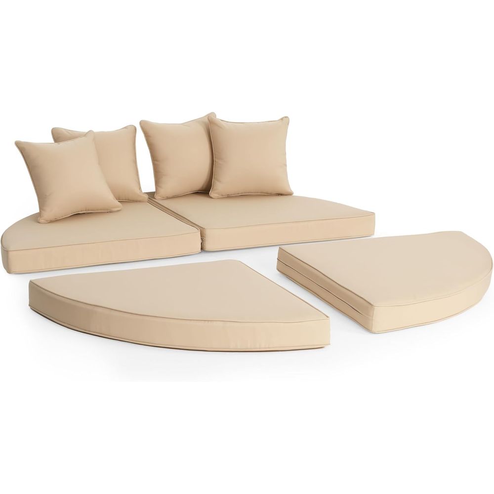 Outdoor Furniture Replacement Fabric - เบาะรองนั่งสำหรับเตียงนอนกลางแจ้งขนาด 66 นิ้ว, เบาะเปลี่ยนสำหรับเตียงนอนทรงกลม, 4 ชิ้น,