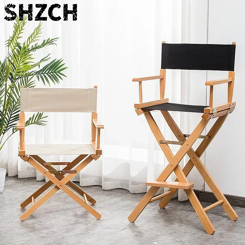 Rattan Lounge Set - เก้าอี้ผู้กำกับไม้เนื้อแข็งอเนกประสงค์ เก้าอี้สูงผ้าใบพับได้ เก้าอี้แต่งหน้าสำนักงานอเนกประสงค์