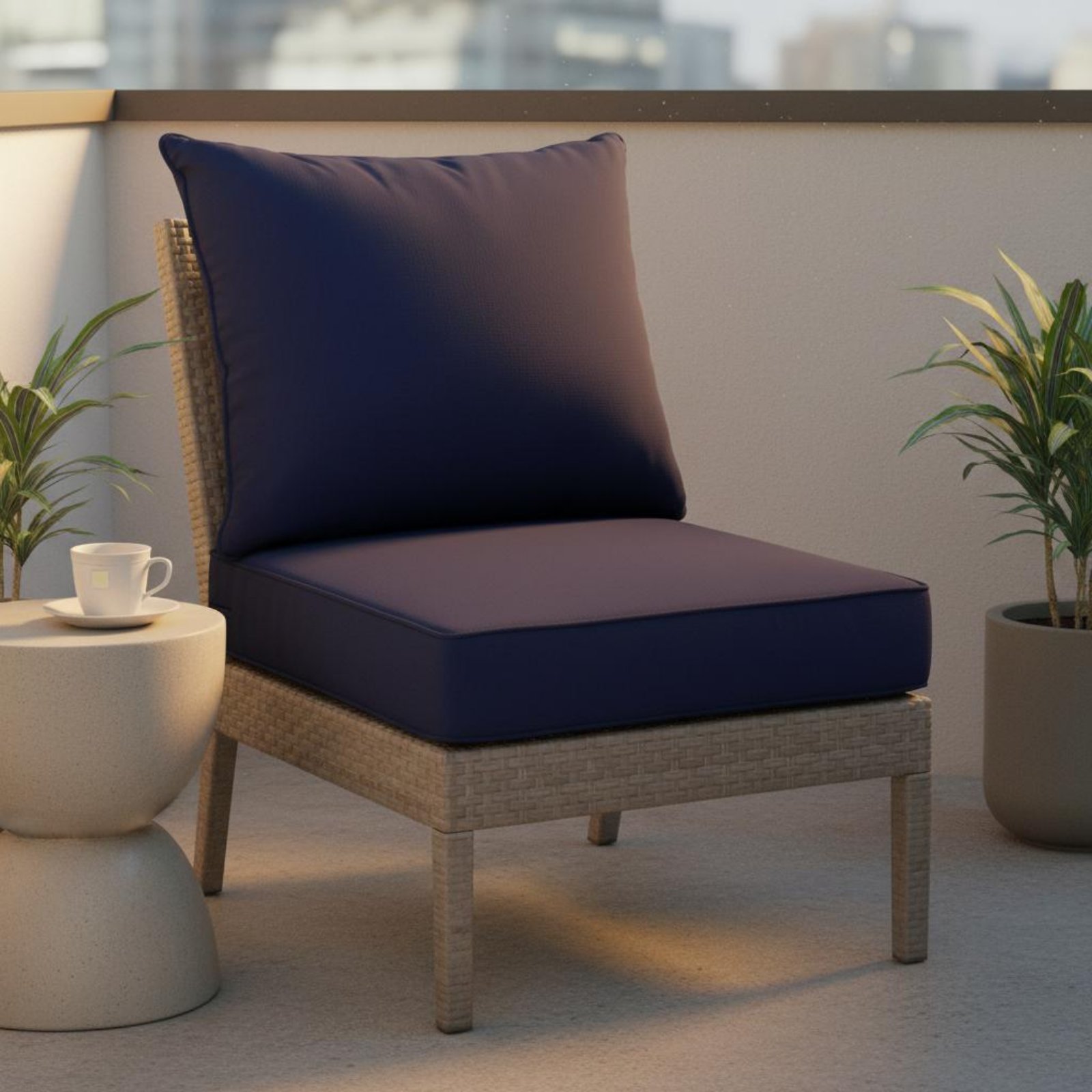 Outdoor Furniture Patio - แผ่นรองเก้าอี้ลานบ้านแบบซ่อนได้ ชุดแผ่นรองเก้าอี้ลานบ้าน เบาะรองนั่งและพนักพิง ทนทานต่อการซีดจาง เหมาะสำหรับใช้งานกลางแจ้ง