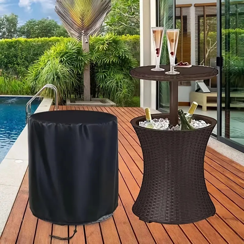 Outdoor Furniture Patio - ผ้าคลุมโต๊ะทอสำหรับกลางแจ้ง，ผ้าคลุมโต๊ะลานบ้าน, ผ้าคลุมโต๊ะกลางแจ้ง，เหมาะสำหรับโต๊ะรับประทานอาหารทรงกลม, คูลบาร์, โต๊ะทำความเย็นสำหรับสระว่ายน้ำ