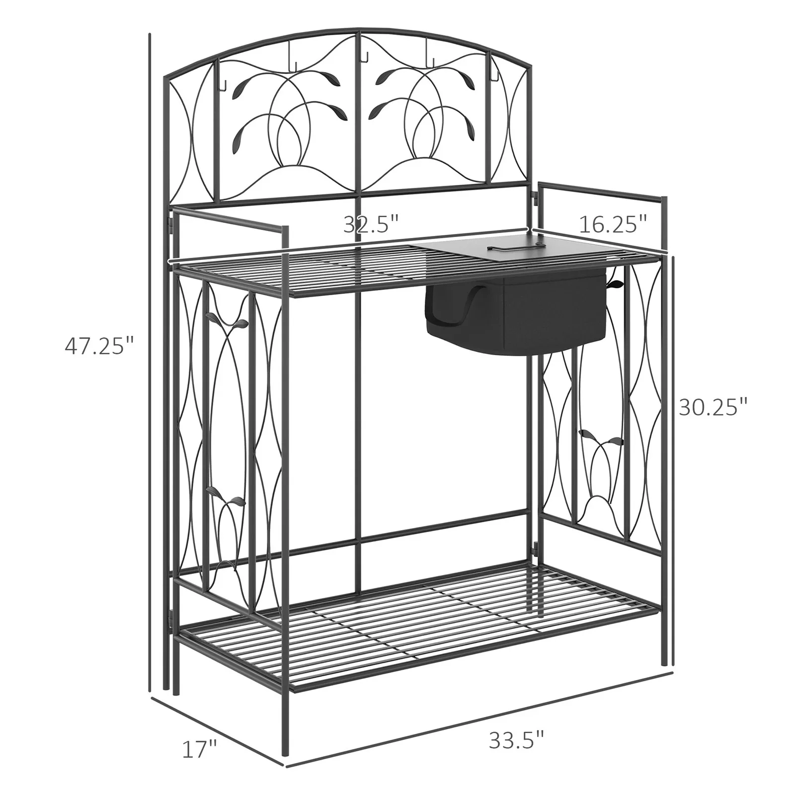 โต๊ะปลูกต้นไม้โลหะสำหรับสวนกลา - Garden Bench Metal บทวิจารณ์และราคา