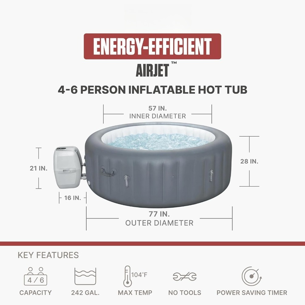 อ่างน้ำร้อนเป่าลมประหยัดพลังงา - Inflatable Hot Tub บทวิจารณ์และราคา
