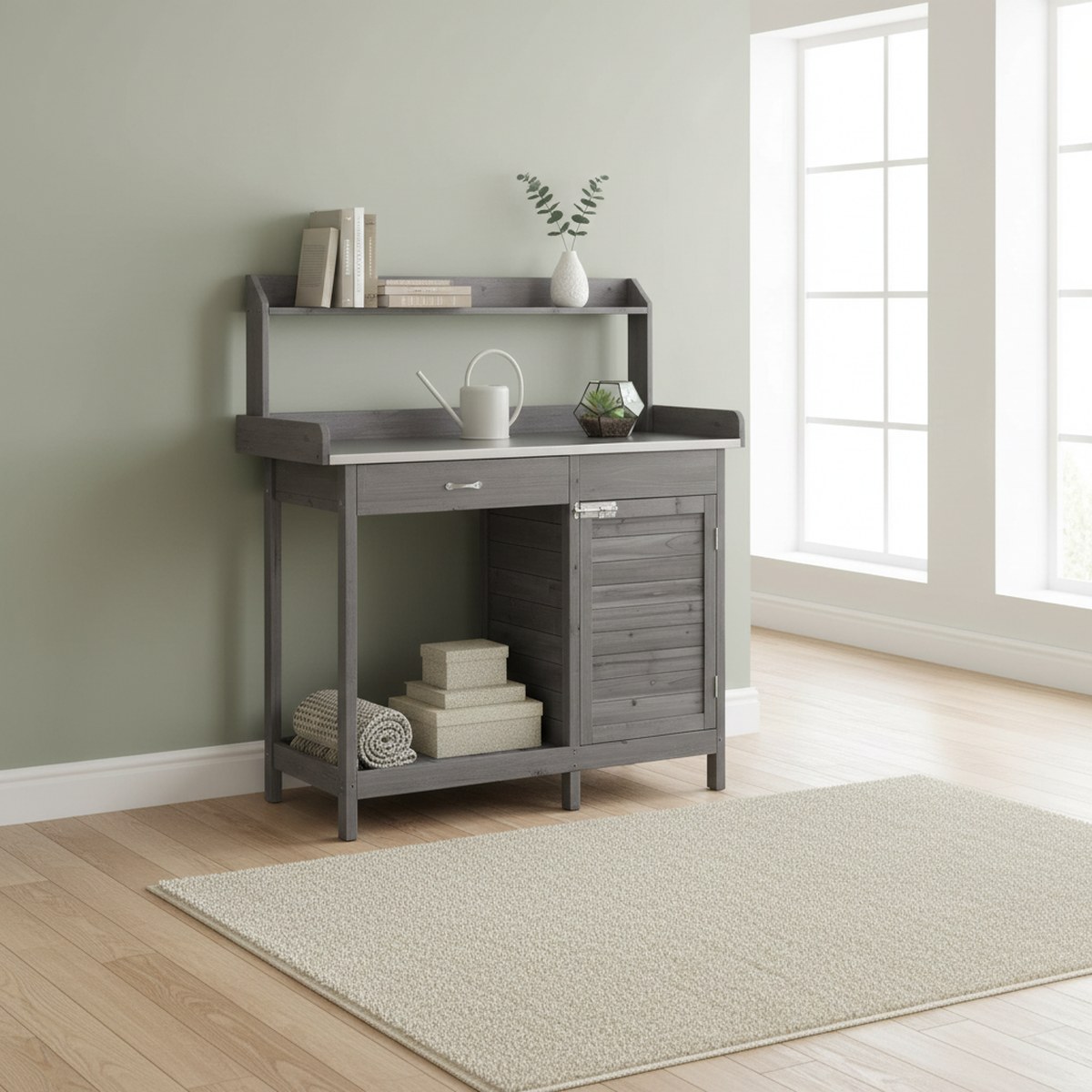 โต๊ะทำงานกลางแจ้งสำหรับปลูกต้น - Garden Bench Metal บทวิจารณ์และราคา