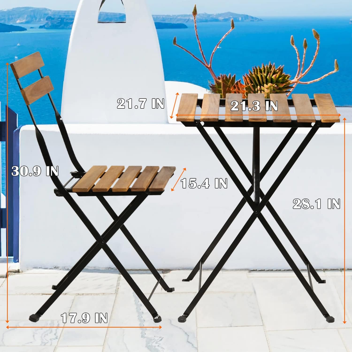 ชุดโต๊ะบิสโทรพับได้ 3 ชิ้น ทำจ - Outdoor Furniture Patio บทวิจารณ์และราคา