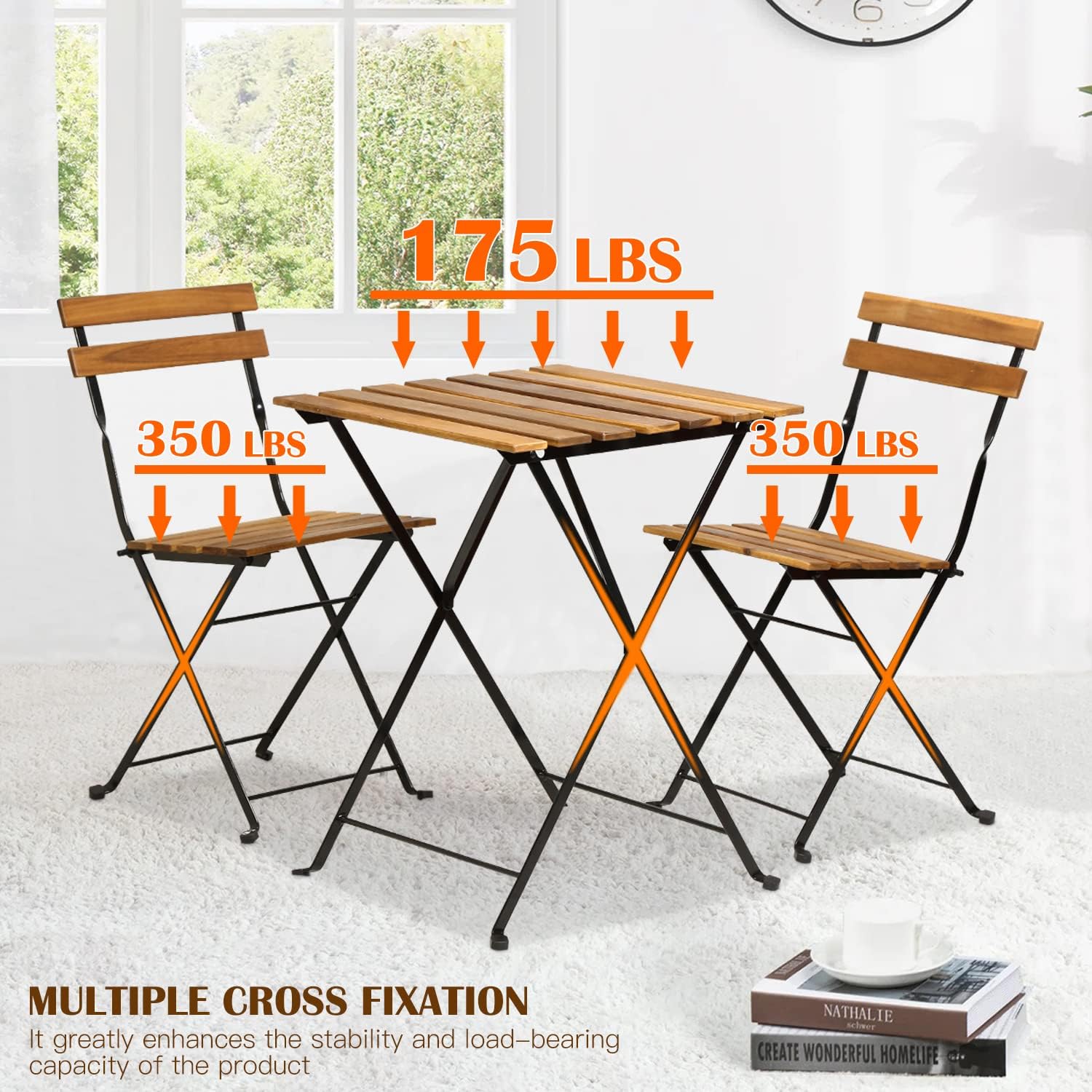 ชุดโต๊ะบิสโทรพับได้ 3 ชิ้น ทำจ - Outdoor Furniture Patio บทวิจารณ์และราคา