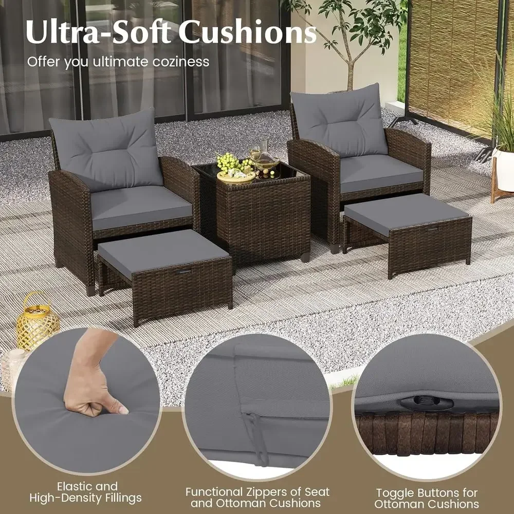 ชุดเฟอร์นิเจอร์ลานบ้าน 5 ชิ้นพ - Rattan Lounge Set บทวิจารณ์และราคา
