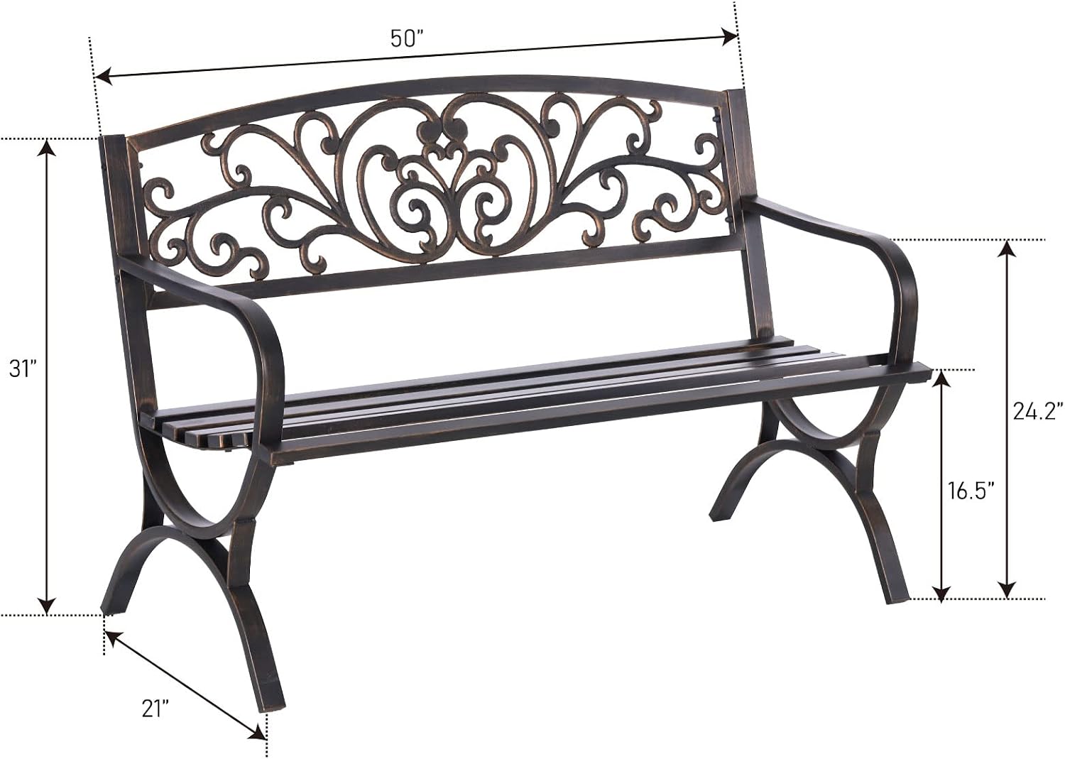 ม้านั่งสวนกลางแจ้งขนาด 50 นิ้ว - Garden Bench Metal บทวิจารณ์และราคา