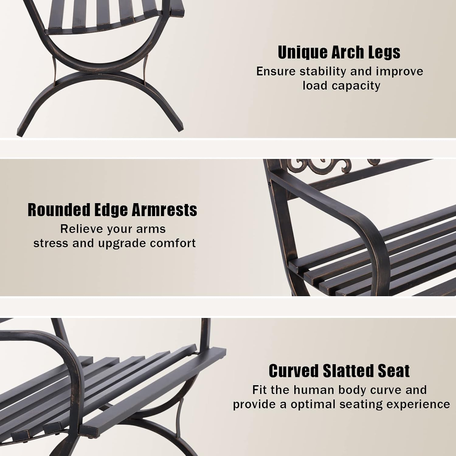 ม้านั่งสวนกลางแจ้งขนาด 50 นิ้ว - Garden Bench Metal บทวิจารณ์และราคา