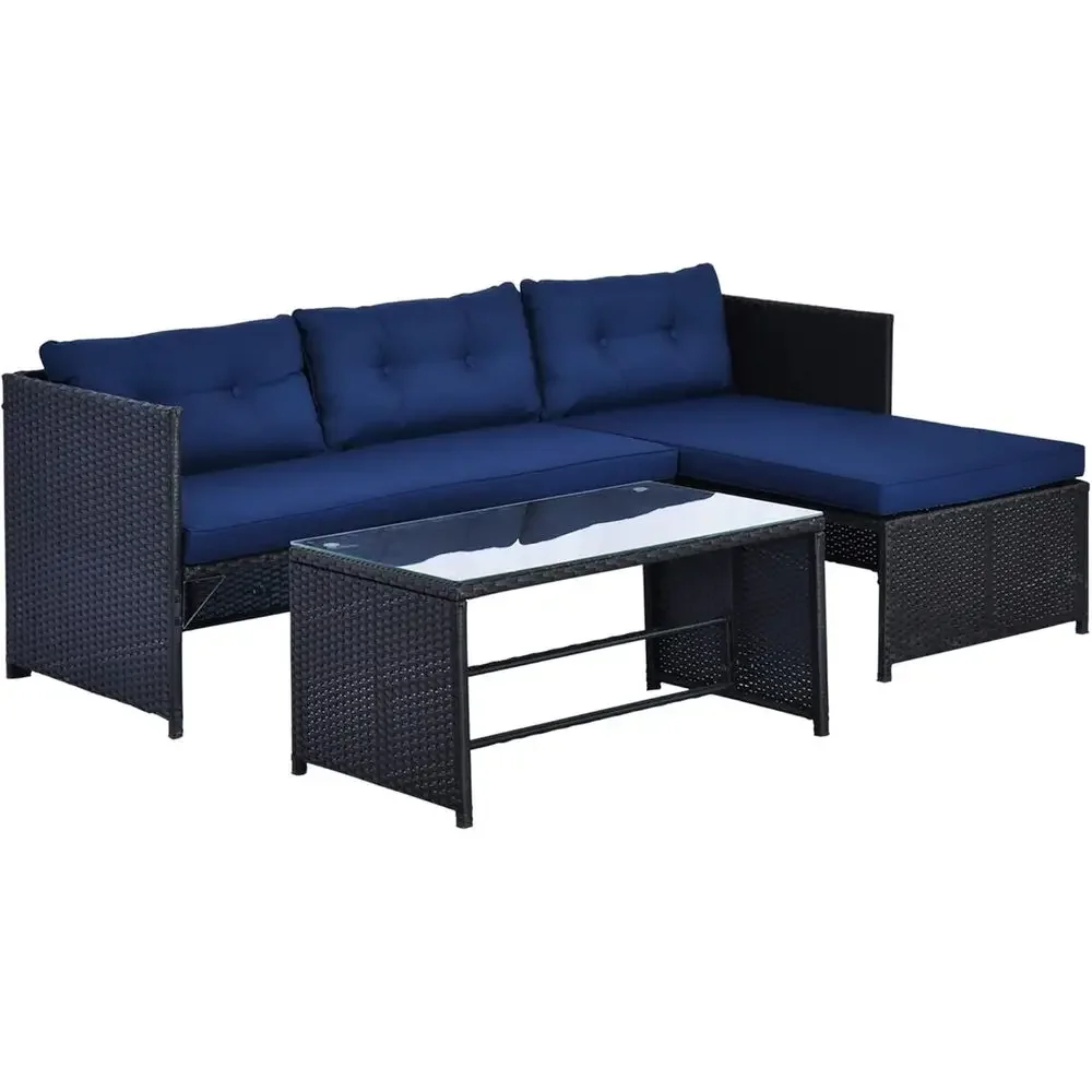 ชุดโซฟาหวายกลางแจ้งรูปตัว L สี - Rattan Lounge Set บทวิจารณ์และราคา