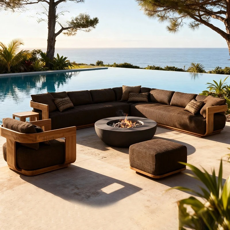 โซฟาพร้อมเบาะกันน้ำและกันรังสี - Outdoor Furniture Teak บทวิจารณ์และราคา