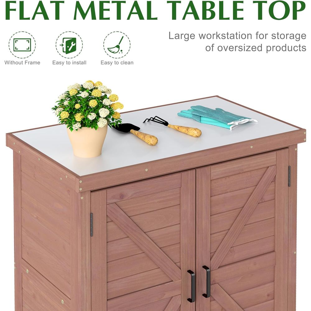 ตู้เก็บของกลางแจ้งและโต๊ะทำงาน - Garden Bench Metal บทวิจารณ์และราคา
