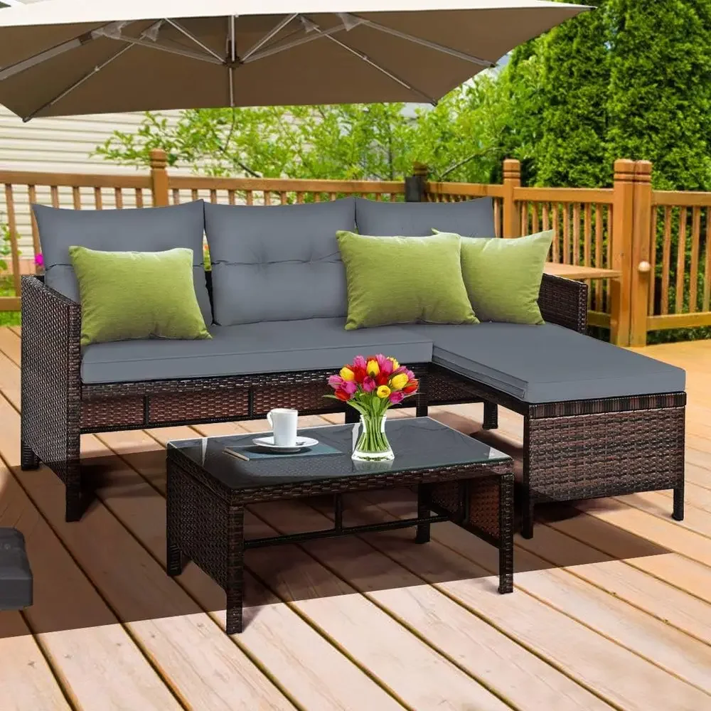 ชุดเฟอร์นิเจอร์ระเบียงหวาย 3 ช - Rattan Lounge Set บทวิจารณ์และราคา